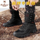 西域駱駝（VANCAMEL）作戰靴男秋冬季防滑戶(hù)外厚底登山鞋工裝大碼48雪地靴男高幫馬丁靴 A533黑色（高幫） 40