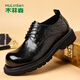 木林森男鞋秋冬新款真皮正裝鞋百搭商務(wù)休閑鞋時(shí)尚厚底增高圓頭皮鞋 QXM02590189黑色 41 標準皮鞋碼-如運動(dòng)鞋穿41拍40