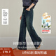 茵曼（INMAN）2025秋冬女裝新款復古磨白闊腿牛仔褲休閑顯瘦高腰寬松長(cháng)褲 牛仔藍 26