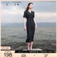 三彩大碼女裝2025夏季新款法式復(fù)古波點(diǎn)連衣裙V領(lǐng)短袖胖MM