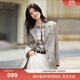 伊芙麗（eifini）伊芙麗撞色小寬肩單排扣西裝女2025秋季新款經(jīng)典氣質(zhì)休閑通勤外套 灰綠 S
