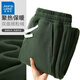 真維斯（Jeanswest）搖粒絨褲子男冬季保暖雙面加絨加厚寬松運動(dòng)束腳長(cháng)褲青少年休閑褲 束腳墨綠（ZS純色） XL