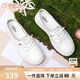 金利來（goldlion）女鞋休閑板鞋圓頭舒適平底耐穿免系帶小白鞋 668220189白杏37