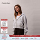 Calvin KleinJeans25秋冬新款女美式休閑ck寬松抓絨提花織帶連帽開(kāi)衫外套衛衣 P77-椰青灰 S