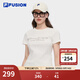 FILA FUSION斐樂(lè )潮牌女子針織短袖衫2025夏季新款時(shí)尚修身短袖T恤 云白色-WT M 165/84A/M