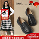 ZHR樂福鞋女頭層牛皮革復(fù)古休閑單鞋女平底一腳蹬女皮鞋 BK179黑色37