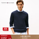 TOMMY HILFIGER【絨感羊毛】25秋冬新款男休閑純色內搭打底針織羊毛衫毛衣 藏青色DV6 L （推薦：150-165斤）