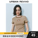 UR2025夏季新款女裝休閑撞色條紋萌寵刺繡短袖T恤UYU450134 卡其棕條紋 S