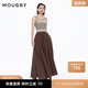 moussy【鐘楚曦同款】 復古風(fēng)條紋針織拼接背心連衣裙028ISZ70-3861 060棕色 均碼