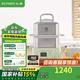 北鼎（Buydeem）電蒸鍋 大容量家用蒸鍋 燉蒸煮一體多用途鍋 智能可視電燉鍋 雙層定時(shí)保溫多功能鍋不銹鋼蒸汽鍋 G56A淺杉綠|含二層蒸架+玻璃燉蠱+白盤(pán)10L