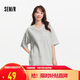 森馬（Semir）短袖T恤女中長款V領(lǐng)蕾絲繡花2025夏oversize上衣氣質(zhì)109325100033