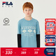 FILA X 彼得兔聯(lián)名兒童長(cháng)袖T恤2025年冬季新款男童中大童全棉上衣 石青藍-BU 150