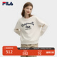 FILA 斐樂(lè )官方女子套頭衛衣2025春新款休閑刺繡寬松針織長(cháng)袖上衣 云菇白-WT M （165/84A/M）
