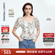 朗姿苧麻印花設(shè)計感襯衫女收腰復(fù)古泡泡袖上衣2025年夏季新款 米白色 XL