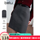 百圖betu女裝2025春季新款半身裙時(shí)尚小波點(diǎn)高腰直筒裙子女2501T53 灰色 M