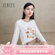FINITY秋季休閑圓領(lǐng)長(zhǎng)袖印花百搭透氣親膚女式T恤衫上衣 白色 M