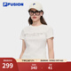 FILA FUSION斐樂(lè )潮牌女子針織短袖衫2025夏季新款時(shí)尚修身短袖T恤 云白色-WT M 165/84A/M