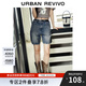UR2025夏季新款女裝復古貓須水洗腰帶牛仔短褲UYY850081 藍色 27