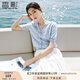 香影藍色針織t恤女2005夏季新款航海系小衫v領(lǐng)蝴蝶結(jié)正肩短袖上衣 航線藍 M 160/84A/95-110斤