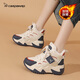 卡丹路小白鞋女2025新款秋冬百搭加絨高幫鞋運動(dòng)休閑軟底內增高老爹鞋子