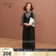 三彩2025冬季新款V領(lǐng)針織連衣裙無(wú)袖A字裙氣質(zhì)長(cháng)裙疊穿S 經(jīng)典黑 M 160/84A