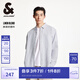 杰克·瓊斯（JACK&JONES）百搭時(shí)尚簡(jiǎn)約潮條紋logo織布尖領(lǐng)長(zhǎng)袖襯衫外套上衣男裝225205003 A06本白色 常規(guī) M
