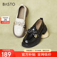 百思圖商場(chǎng)同款時(shí)尚學(xué)院蝴蝶結樂(lè )福鞋女單鞋WA399AA4 米色 37