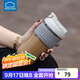 樂(lè )扣樂(lè )扣（LOCK&LOCK）咖啡杯耐熱玻璃水杯子男女學(xué)生便攜式雙飲吸管杯隨手杯500ML灰色