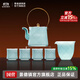 景德鎮（jdz）官方茶具陶瓷功夫茶具茶杯茶壺套裝整套辦公室家用禮盒裝送禮高檔 影青雕刻提梁壺套裝 6頭