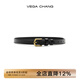 VEGA CHANG可調節女士皮帶簡(jiǎn)約百搭通勤時(shí)尚半身裙牛仔褲腰帶裝飾 黑色（有孔）