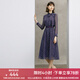 顏域波點(diǎn)氣質(zhì)連衣裙女裝2024新款春季紫色優(yōu)雅中長款系帶長袖裙子 紫花 M