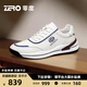 零度Zero運動(dòng)鞋男新款頭層牛皮休閑男鞋時(shí)尚舒適低幫緩震回彈慢跑鞋男 白藍 39 拍比運動(dòng)鞋小一碼