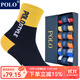POLO男士吸汗中筒男襪6雙裝 秋冬保暖跑步籃球襪彩色字母潮襪子 6雙 五色【型號3372】 39-45碼鞋合適