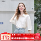 百圖betu女裝2025夏季新款襯衫微皺感亮片梭織七分袖上衣女2507T63 米白 S