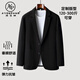 阿悠胖秋冬西服彈力休閑外套加肥加大碼垂感西裝外套男 黑色 5XL
