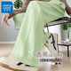 真維斯（JEANSWEST）黑色闊腿褲子女2025新款直筒褲韓系慵懶風(fēng)顯瘦休閑褲寬松運動(dòng)長(cháng)褲 淺綠 純色 XL