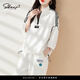 薩拉維夫 SLLAVIF白色運(yùn)動(dòng)服套裝女夏季2025新款休閑寬松半拉鏈衛(wèi)衣衛(wèi)褲跑步兩件套 白色 (套裝) S