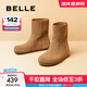 百麗（Belle）黃油吐司顯瘦西部靴女勃肯短靴D2M1DDZ4 棕色 37 (235mm)