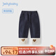 JELLYBABY男童加絨褲子秋冬兒童牛仔褲冬季寶寶長(zhǎng)褲冬裝新款2024 牛仔藍(lán) 90 CM