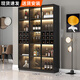 莀晞家居酒柜 客廳酒柜家用落地餐邊柜儲物柜展示柜簡(jiǎn)約帶鋼化玻璃門(mén)酒柜 輕奢灰三門(mén)120*40*200帶燈有酒格