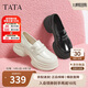 他她TATA小海浪休閑厚底樂福鞋女鞋子小皮鞋秋冬CCJ01CA4 黑色 38