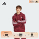adidas休閑加絨加厚連帽衛衣套頭衫男裝秋冬阿迪達斯官方輕運動(dòng)   暗紅   L