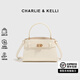 CHARLIE&KELLI CK品牌輕奢包包女包鱷魚(yú)紋凱莉包女款手提斜挎包情人節生日禮物 米白色【代寫(xiě)賀卡 贈品牌禮袋】