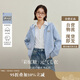 茵曼彩點撞色連帽針織開衫2025秋女裝新款寬松毛衣外套 淺藍色 L