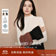茵曼玻尿酸美膚T恤秋女裝半高領(lǐng)刺繡修身打底長(cháng)袖上衣 米杏色- L