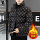 花花公子男加絨棉服2025秋冬款男士棉衣韓版運動(dòng)厚保暖棉襖立領(lǐng)連帽外套 601加厚黑金 M