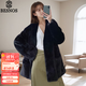 BESNOS意大利品牌水貂皮大衣女短款整貂皮草外套貂絨2025年冬季新款V領(lǐng) 黑色 L （適合100左右穿）