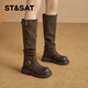 星期六厚底增高長(cháng)筒靴女靴2025秋季新款不過(guò)膝顯瘦褲管長(cháng)靴堆堆騎士靴女