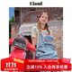 ELAND衣戀減齡感牛仔背帶褲女純棉學(xué)院風(fēng)復古直筒褲夏季新款 淺牛仔色(56)L/Indigo L