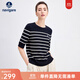 Navigare意大利小帆船女士條紋T恤25秋季新品純棉圓領(lǐng)體恤衫寬松顯瘦上衣 藍底白紋 S